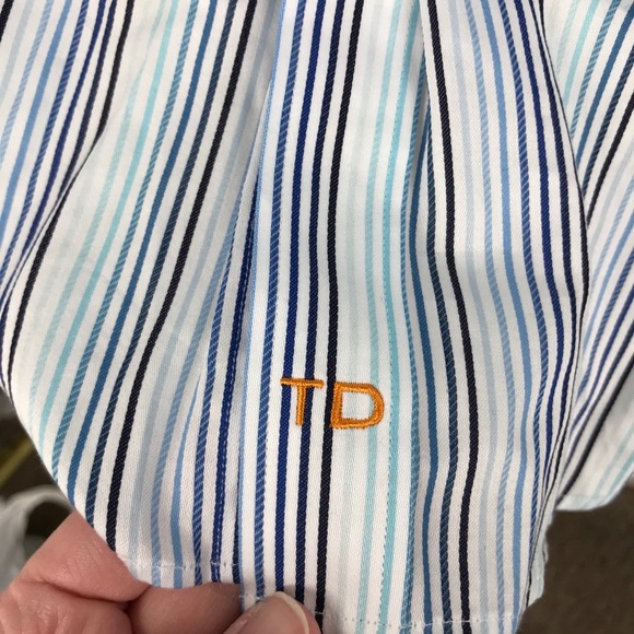 Thomas Dean 100% Pima Cotton Stripe Button Down - Picture 3 of 8
